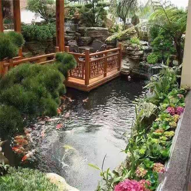 青山大型庭院假山鱼池景观设计
